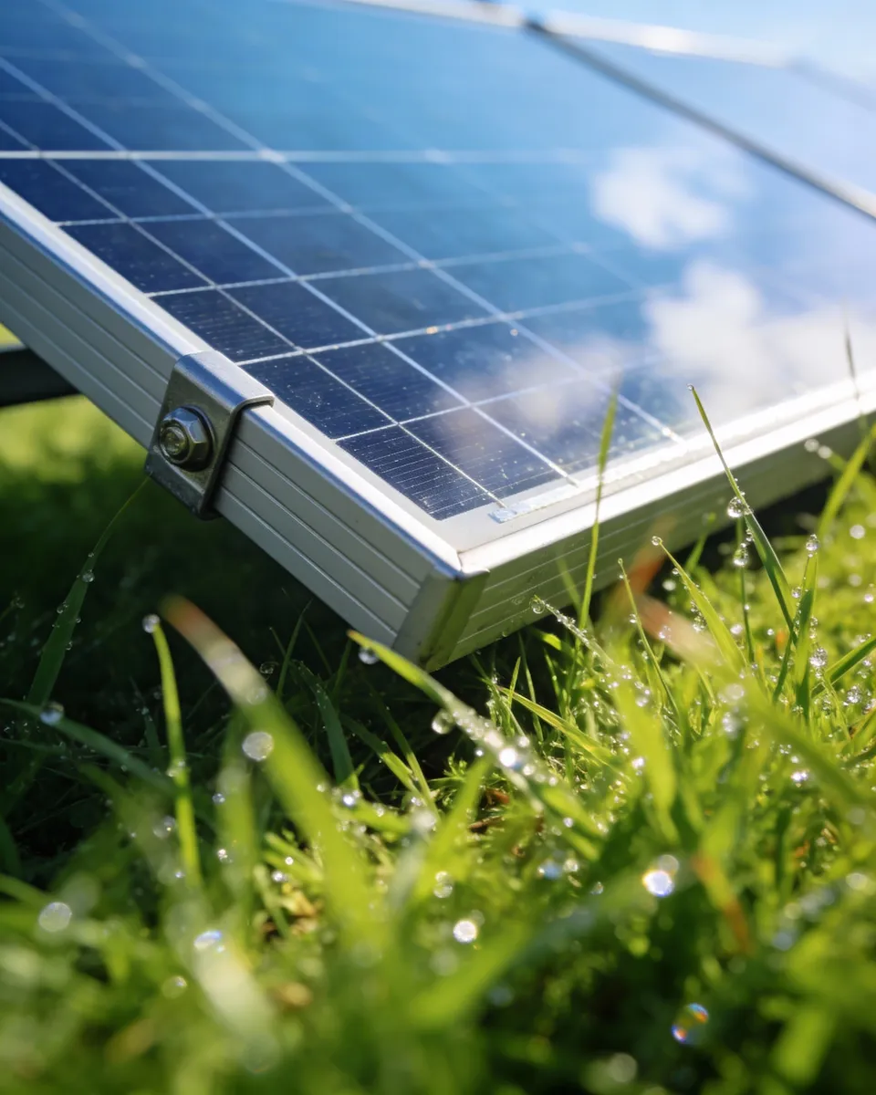 Painel solar instalado sobre vegetação